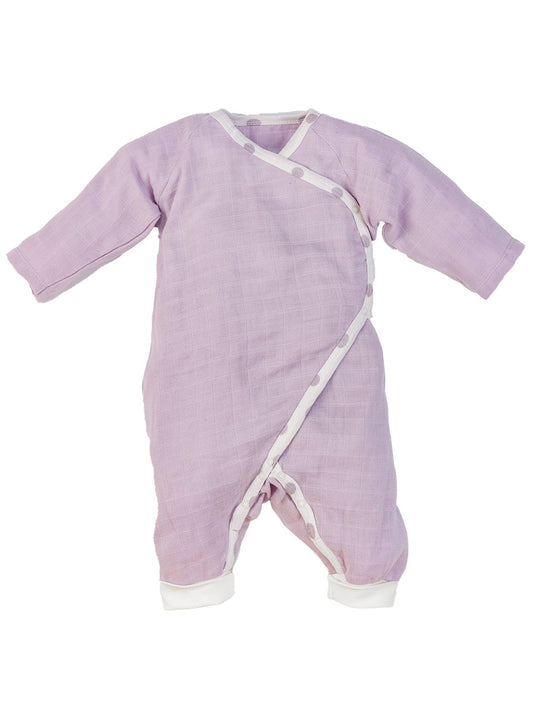 Organic Baby Muslin Side Snap Kimono, "Lavender"