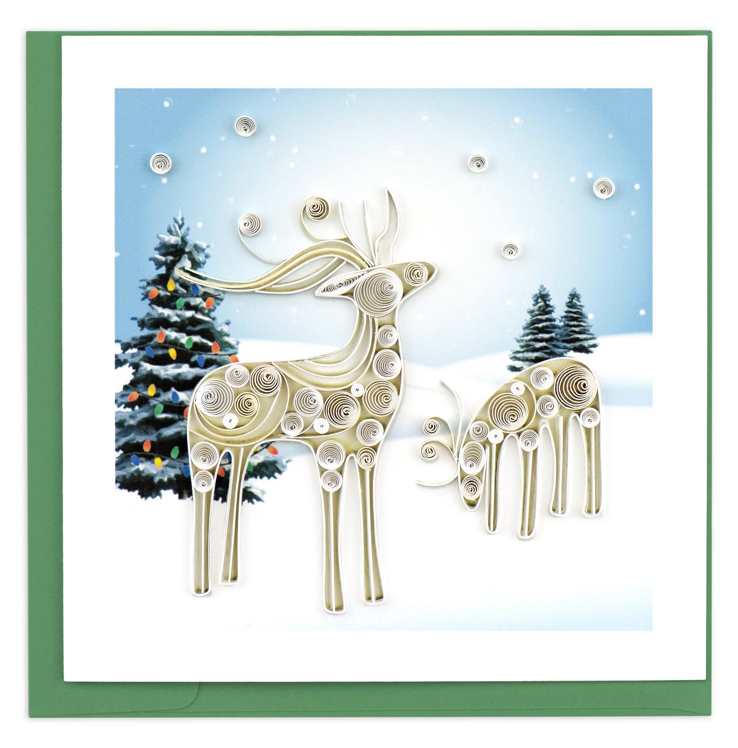 Quilled Greeting Card, "Snowy Reindeer"