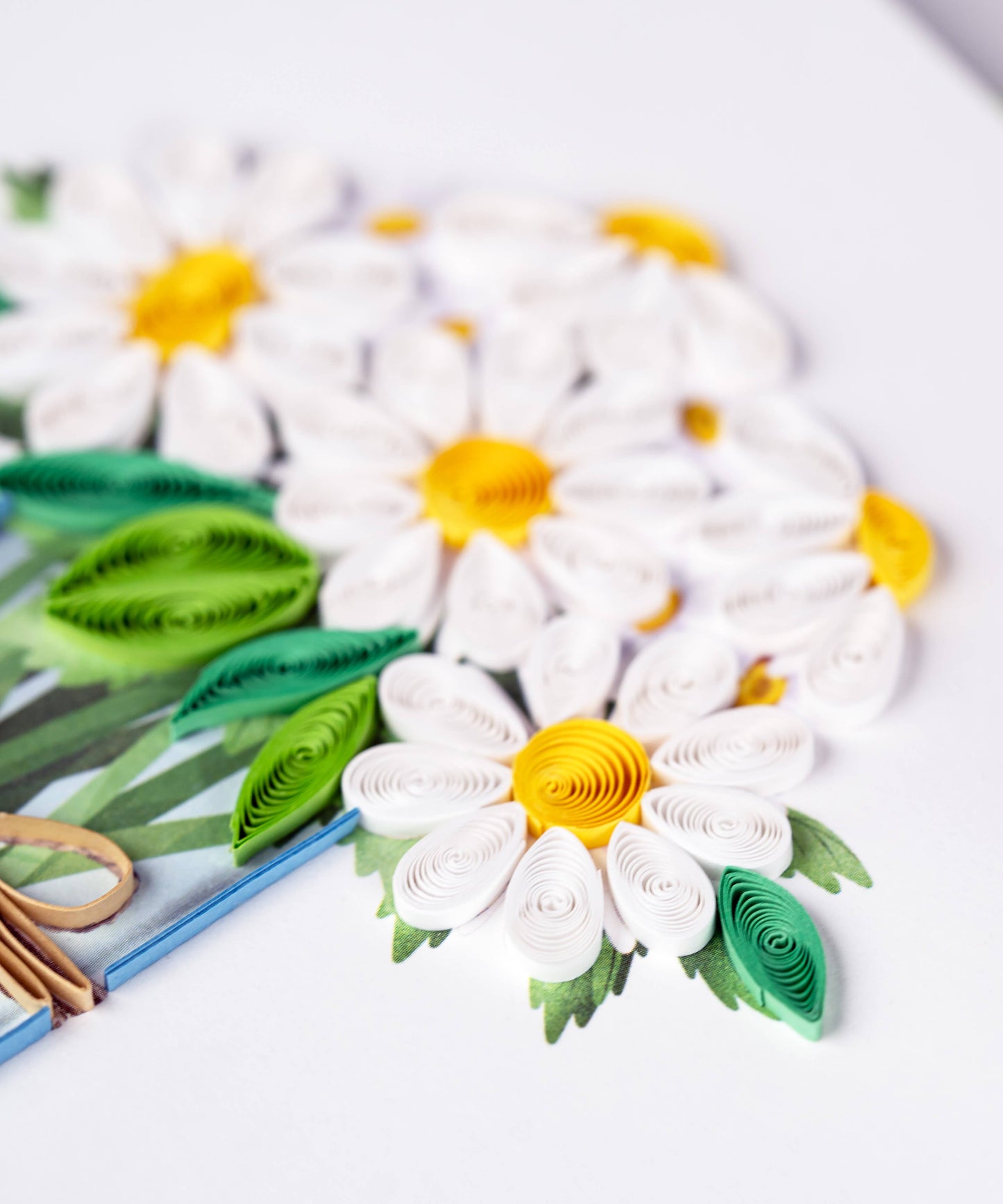 Quilled Greeting Card, "White Daisies in Jar"