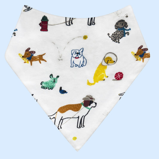Dog Pattern Organic Cotton Kerchief Bib