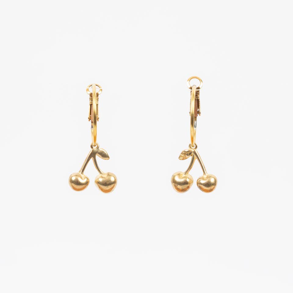 Cherry Charm Hoop Earrings