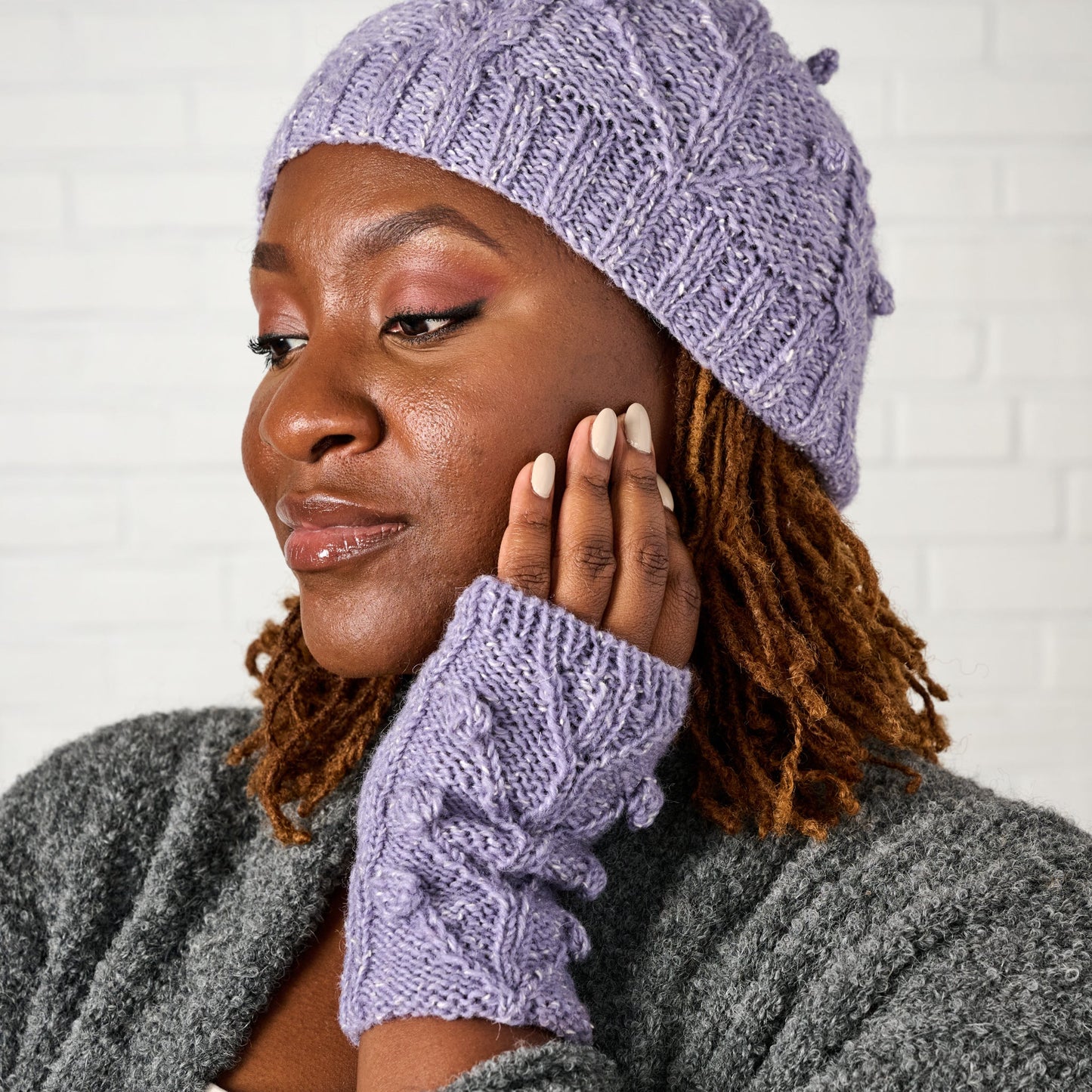 Purple Cable Knit Wrist Warmers - Ten Thousand Villages