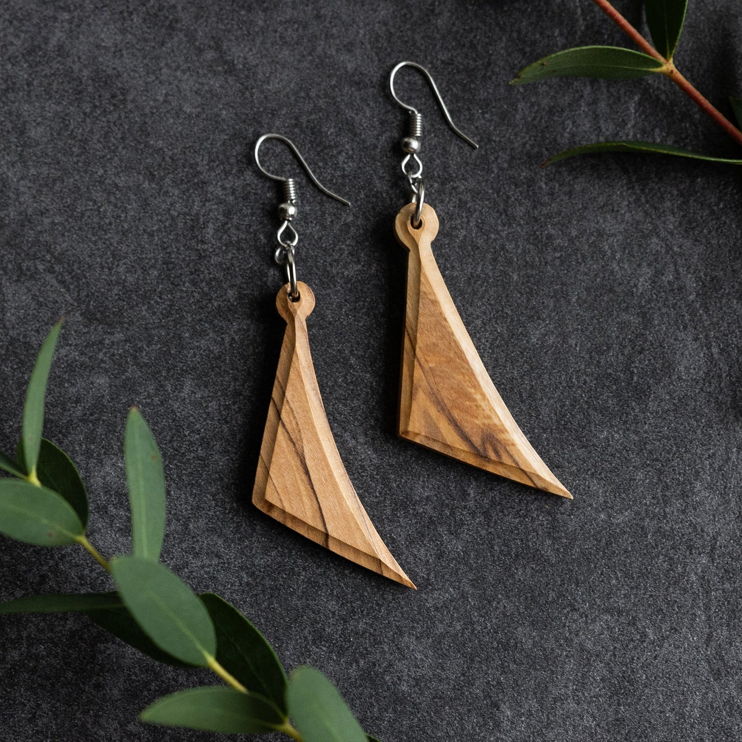 Earrings sails olive wood 3L natural