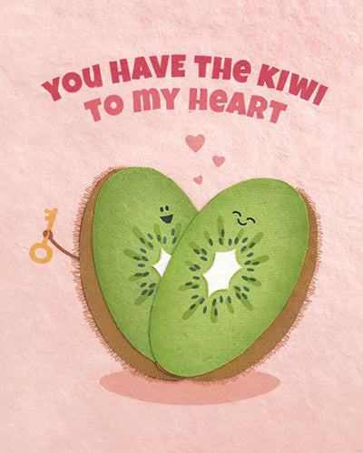 Recycled Paper Cards, "Kiwi to my Heart"