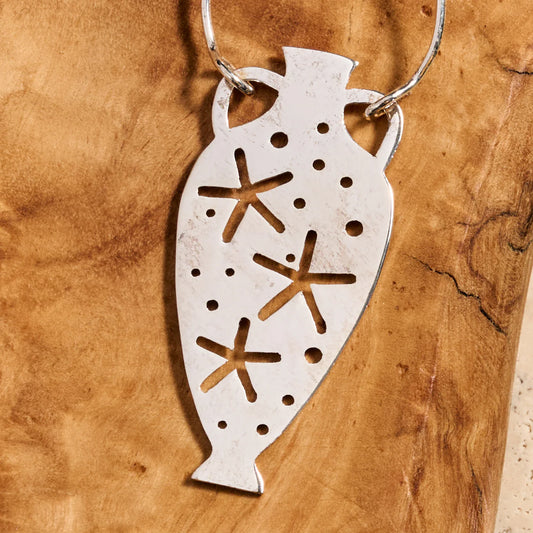 Silver "Satie Water Urn with Stars" Earrings