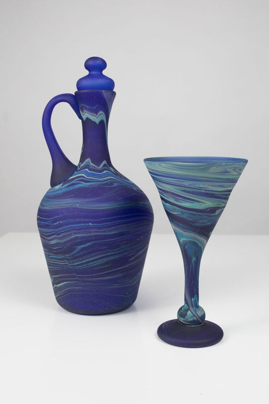 Decanter phoenician glass 6Dx10H blue/geen/purple