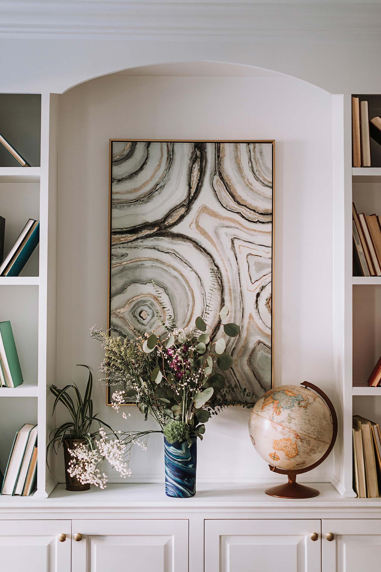 Vase swirl phoenician glass 5Dx9 navy/green