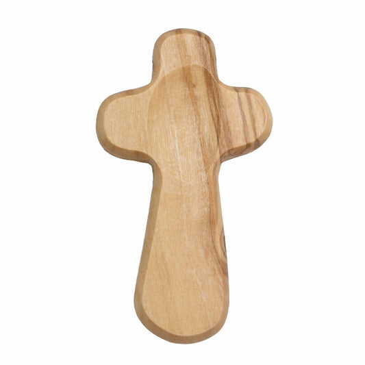 Cross pocket prayer M/3 w/card olive wood 2.5H nat