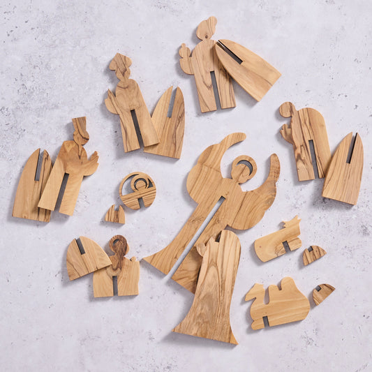 Nativity collapsible S/9 olive wood 6H natural