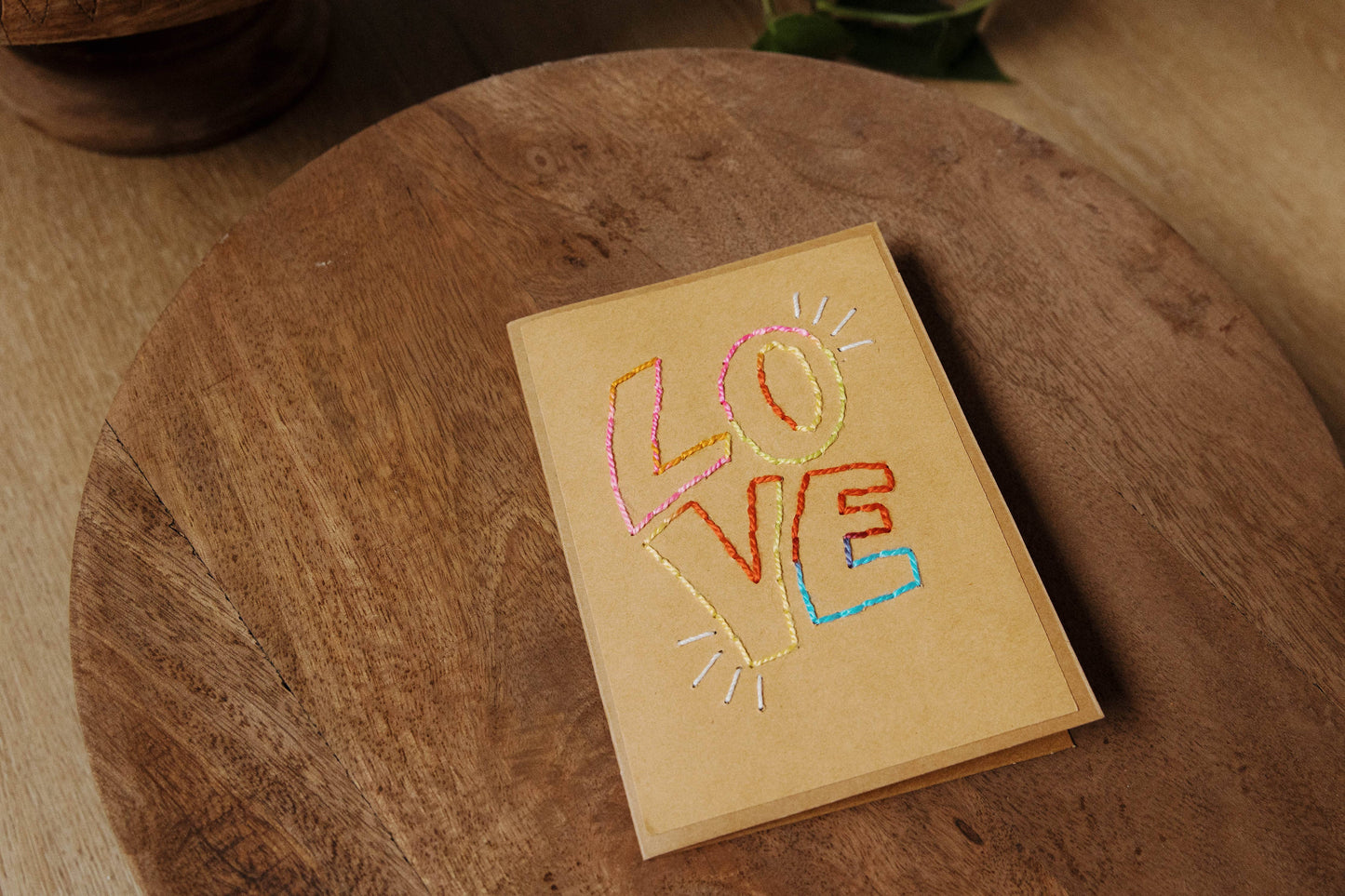Colorful Love Hand Stitched Greeting Card