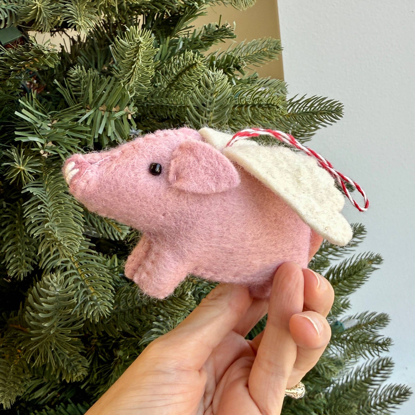 Flying Pig Felt Wool Christmas Ornament