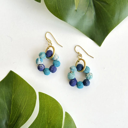 Earrings, Azure Kantha Orbital