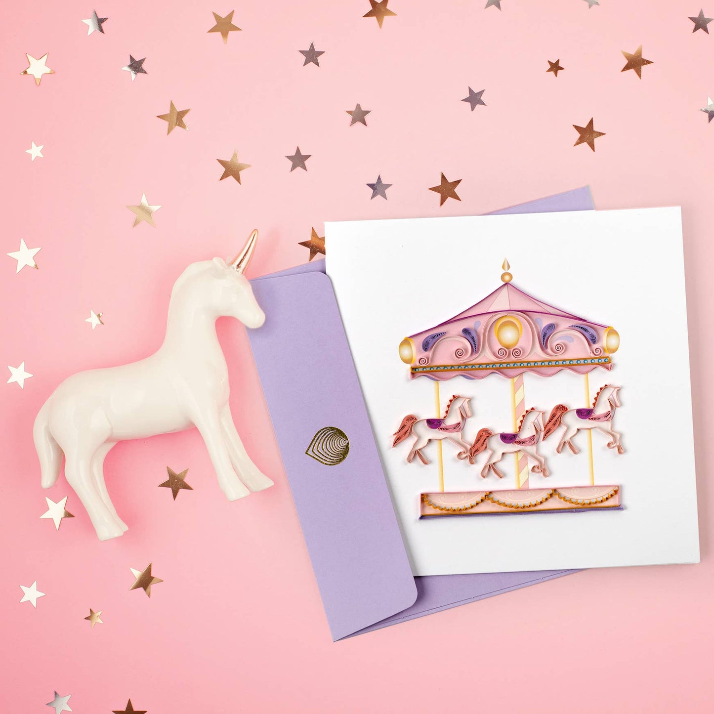 Quilled Greeting Card, "Carousel"