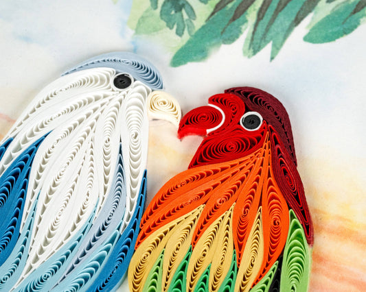 Quilled Greeting Card, "Pair of Lovebirds"