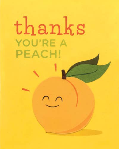 Recycled Paper Cards, "Thanks You're A Peach"