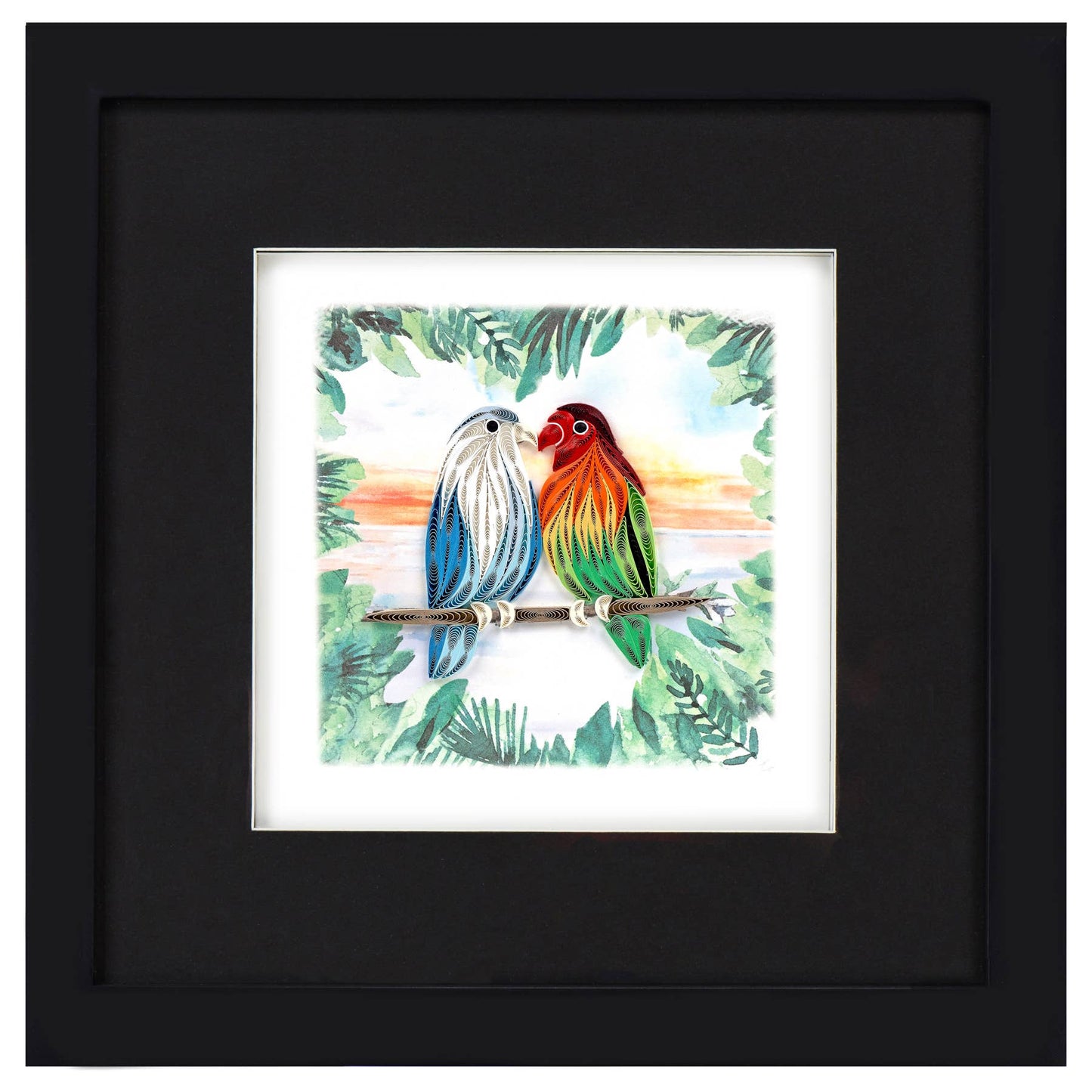 Quilled Greeting Card, "Pair of Lovebirds"