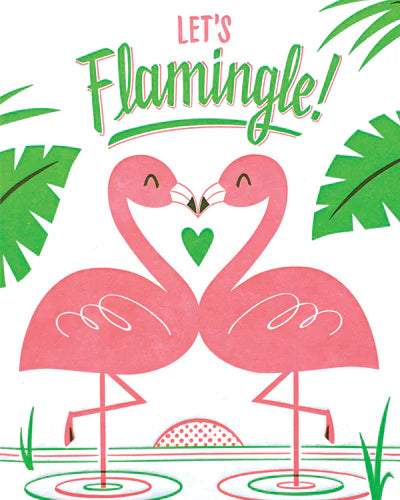 Recycled Paper Cards, "Lets Flamingle"