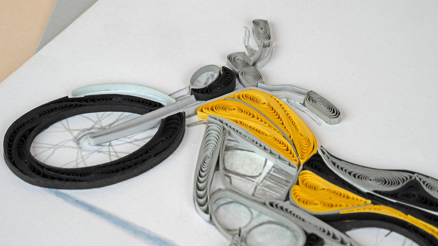 Quilled Greeting Card, "Classic Motorcycle"