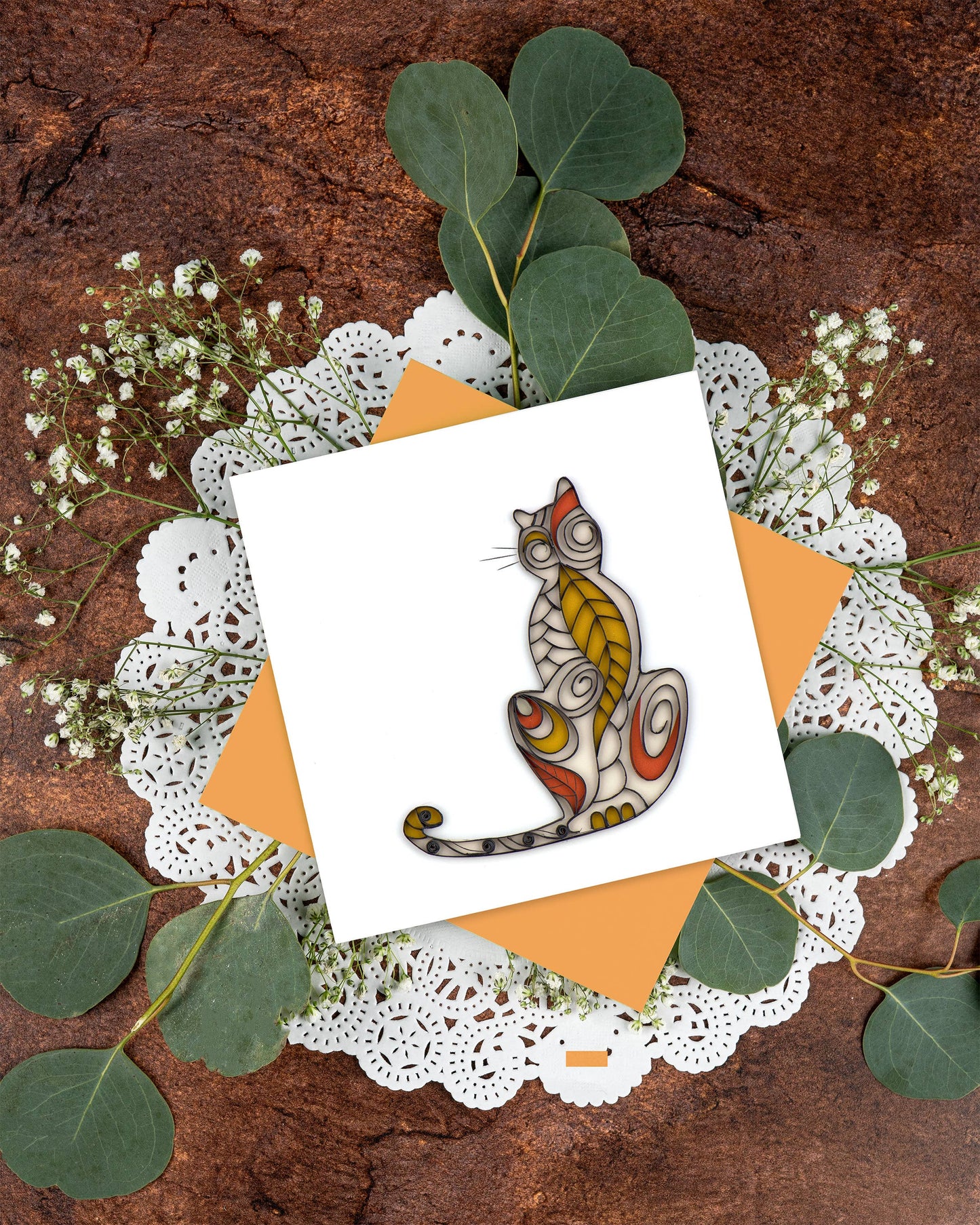 Quilled Greeting Card, "Cat Silhouette"