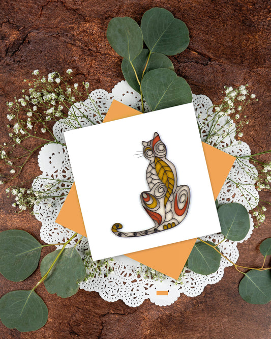 Quilled Greeting Card, "Cat Silhouette"