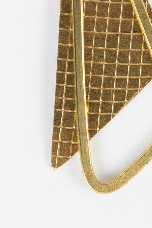 Earrings sail away triangles etched metal 3L brass