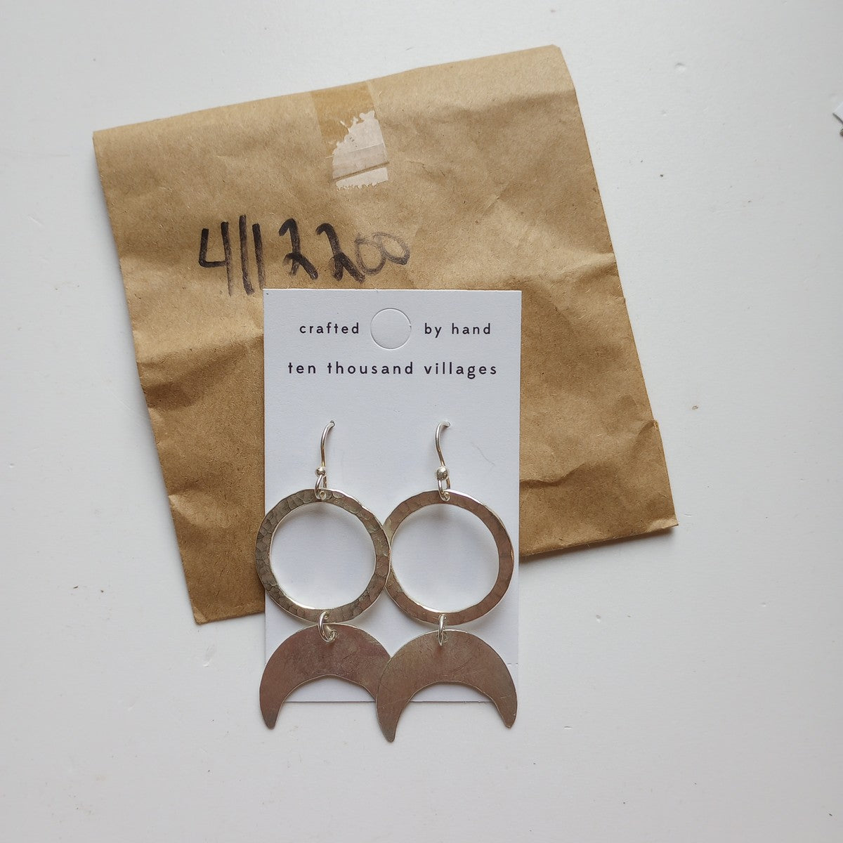 Earrings hoop/crescent brass 2.5L silver