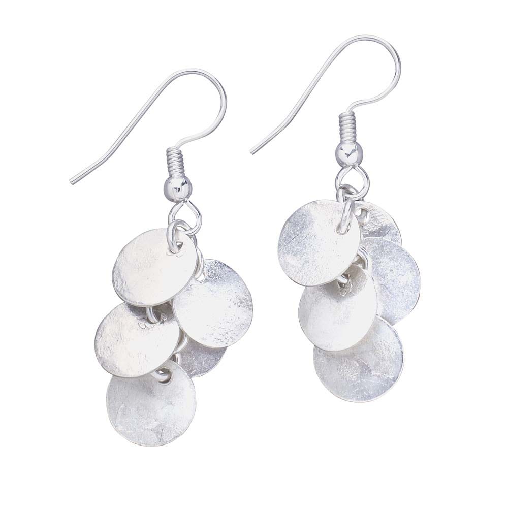 Silver Metal Cluster Earrings