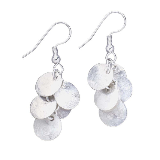 Earrings disk cluster metal 2L silv