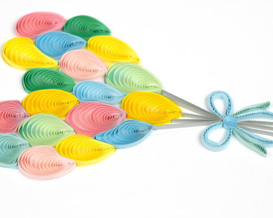 Quilled Greeting Card, "Heart Balloon Bunch"