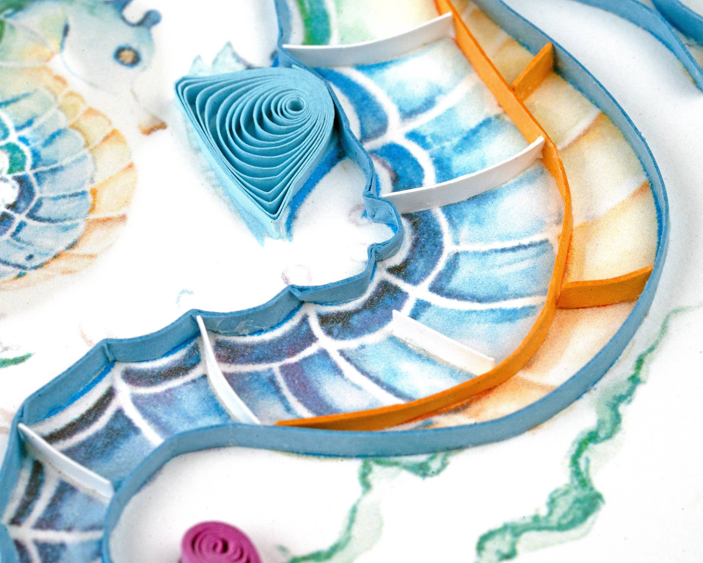 Quilled Gift Enclosure, "Colorful Seahorse"