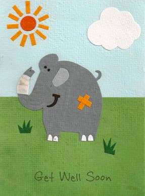 Recycled Paper Cards, "Get Well Elephant"
