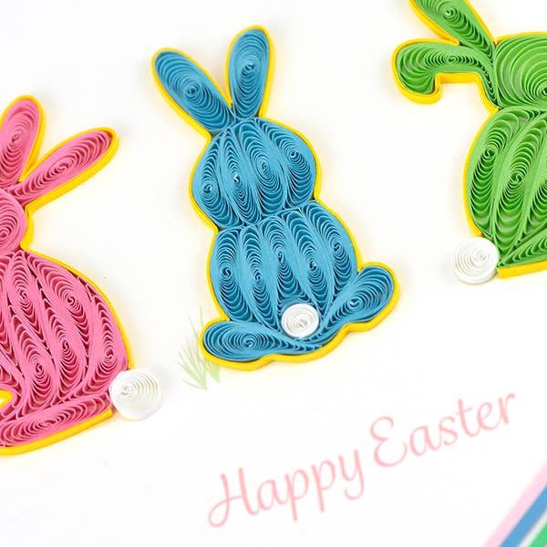 Quilled Greeting Card, “Easter Bunnies”