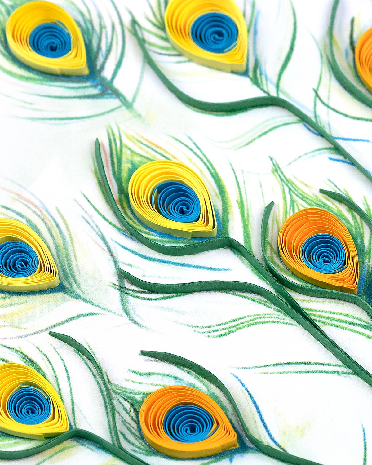 Quilled Greeting Card, "Peacock Feather Display"