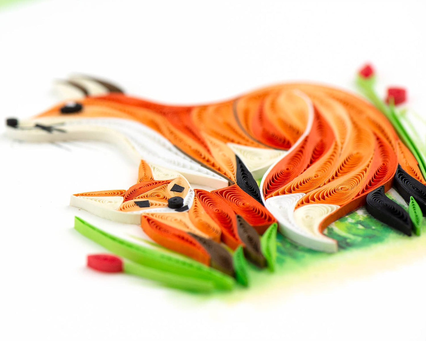 Quilled Greeting Card, "Fox and Cub"