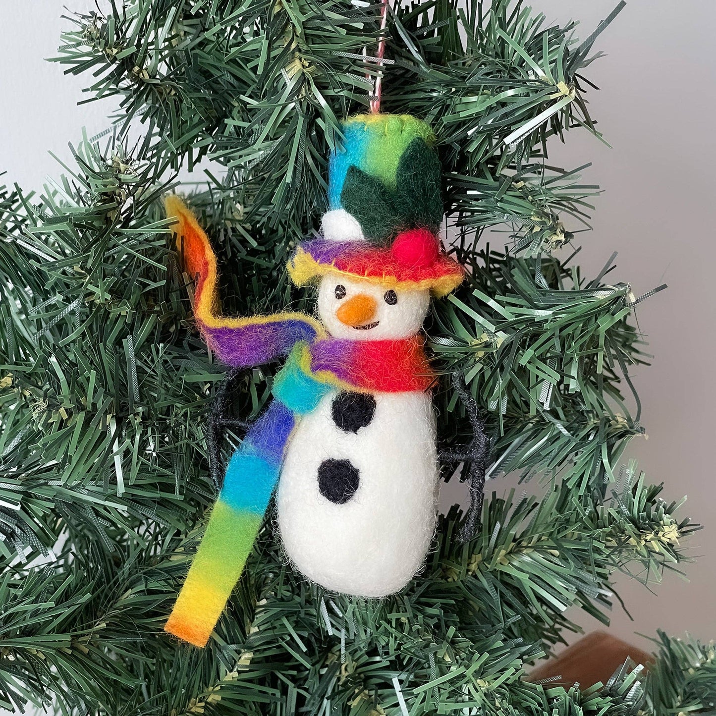 Technicolor Snowman Felt Ornament