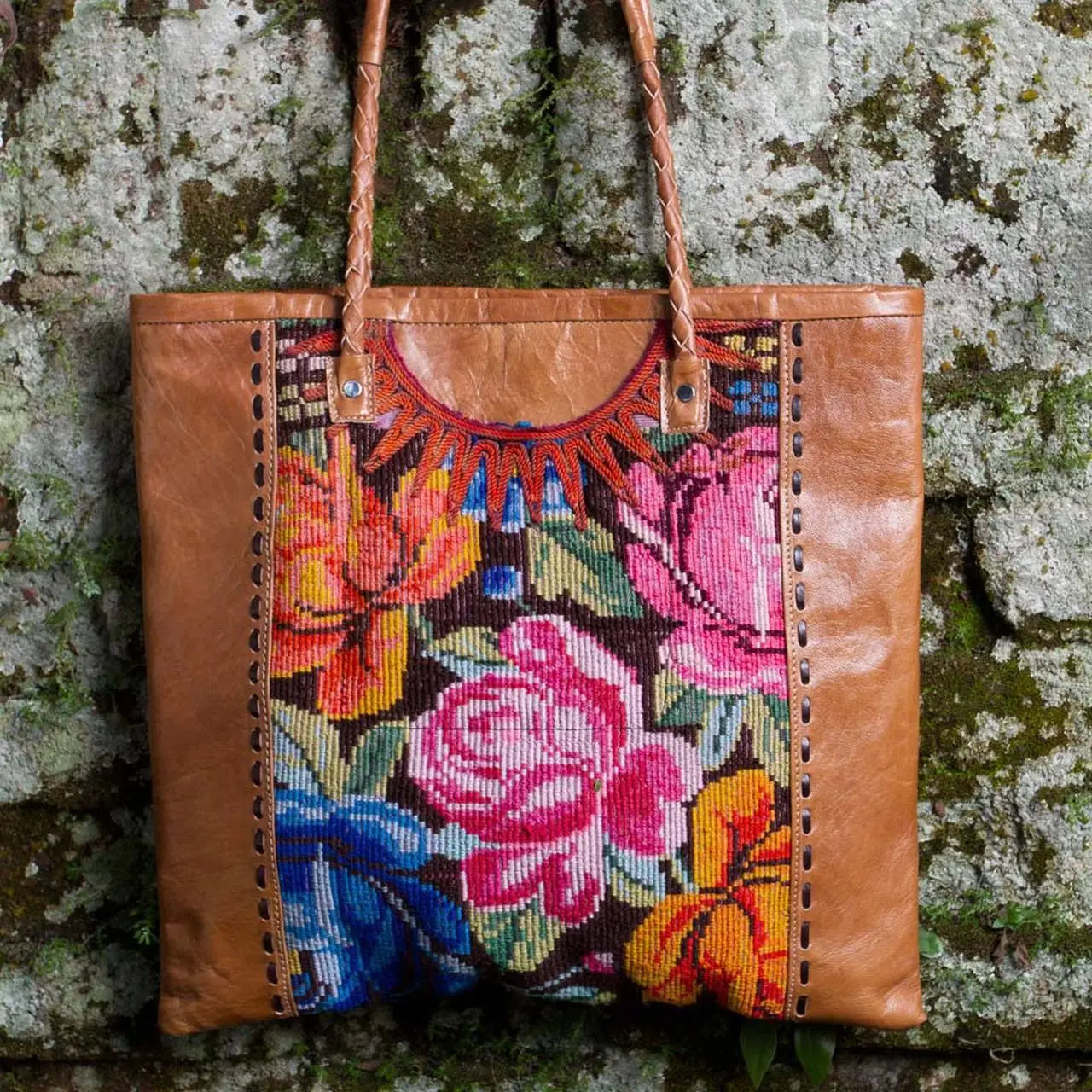 Tote, Huipile and Leather