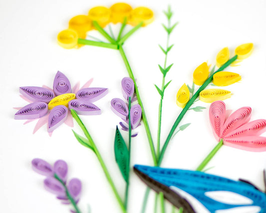 Quilled Greeting Card, "Butterfly & Wildflowers"