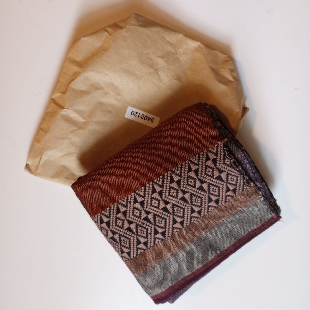 Scarf striped spiced plum cotton 70x24 prpl/rust