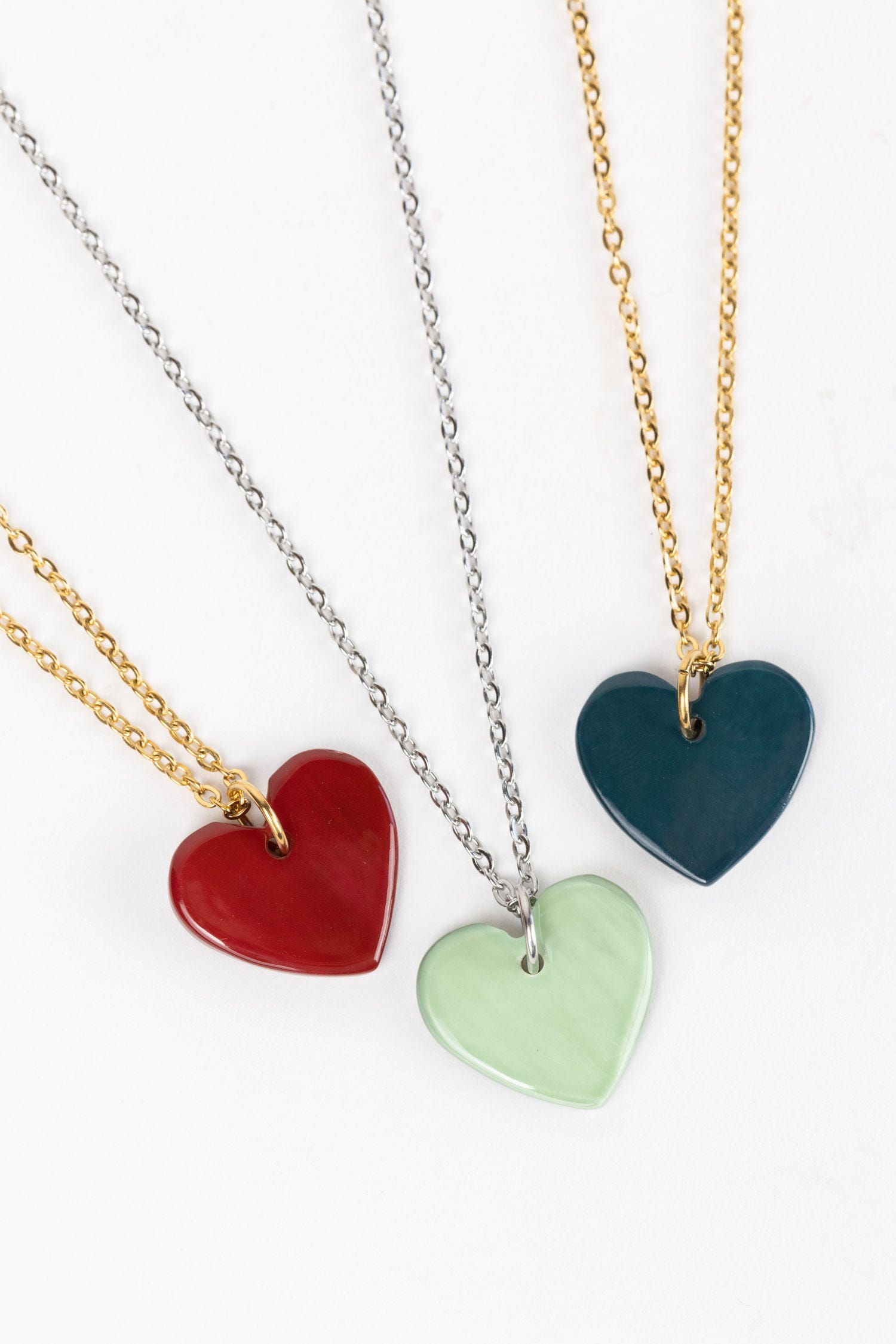 Necklace heart pend encouraging words horn 17L red