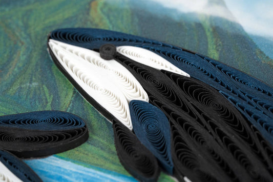 Quilled Greeting Card, "Orca Whales"