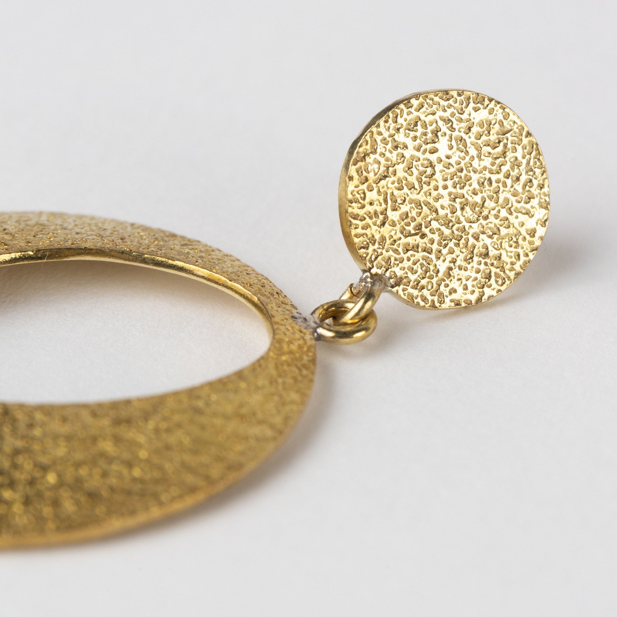 Earrings textured discs w/oval cutout br 1.75L br