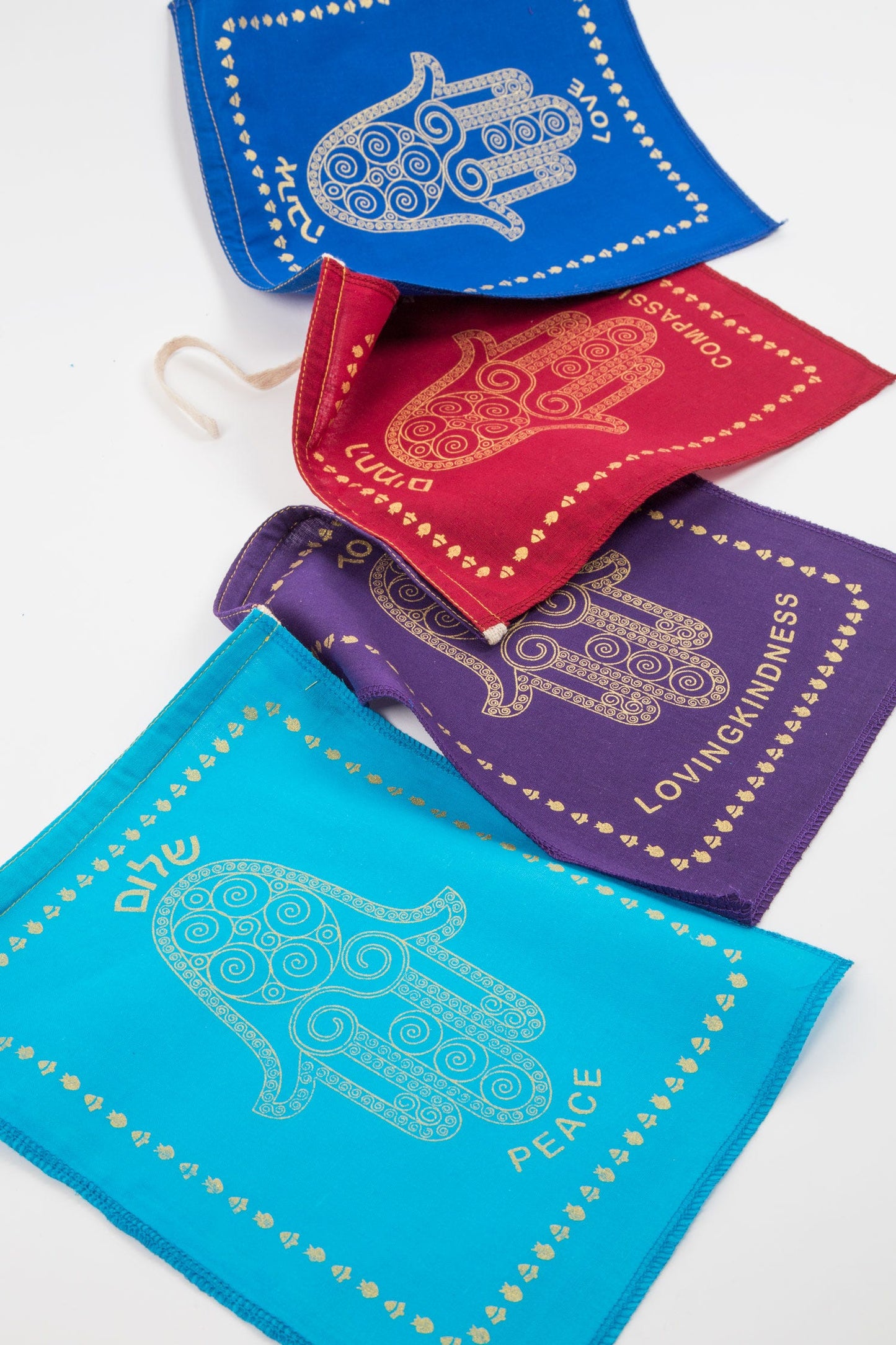 Garland Jewish blessings cotton 90L prpl/red/blu