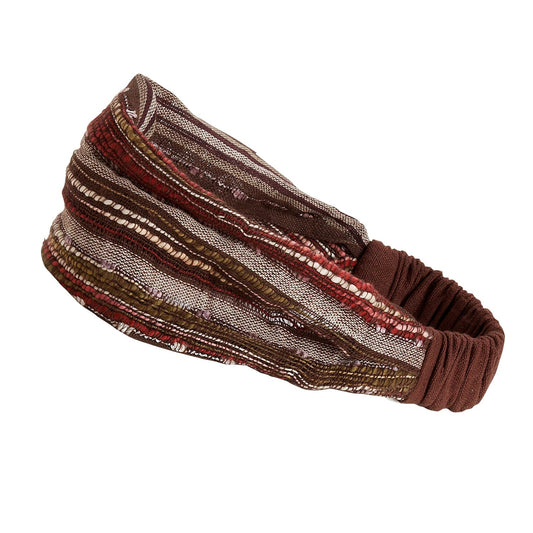 Headband stripes cotton 7W brown