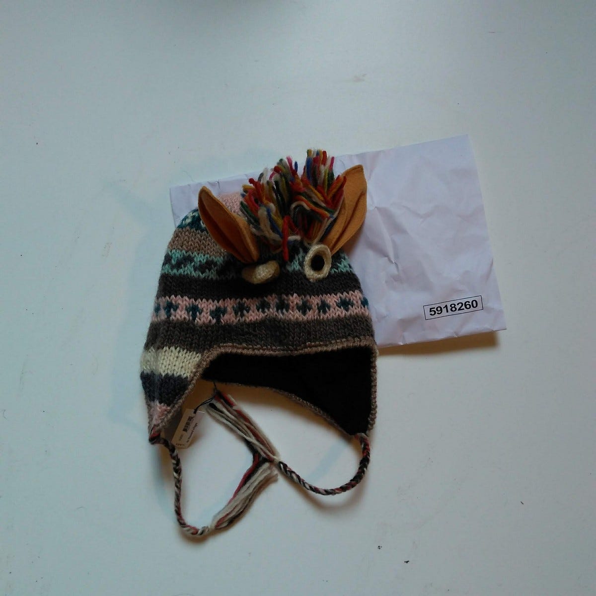 Hat monster f/child lined wool/polyester assorted