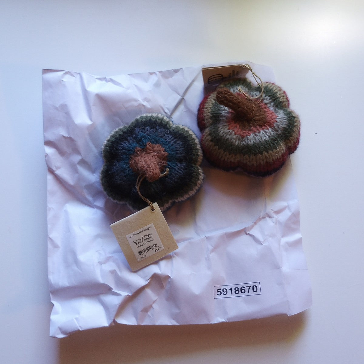 Pumpkin striped M/2 knit wool/polyfill 4.5D asst