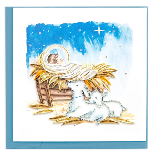 Quilled Greeting Card, "Baby Jesus in Manger"