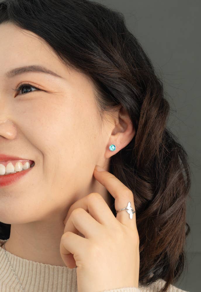 "Lora" Blue & Silver Earrings