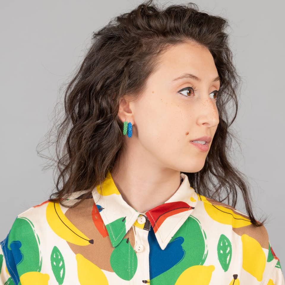 Pop of Color Beaded Hoop Earring