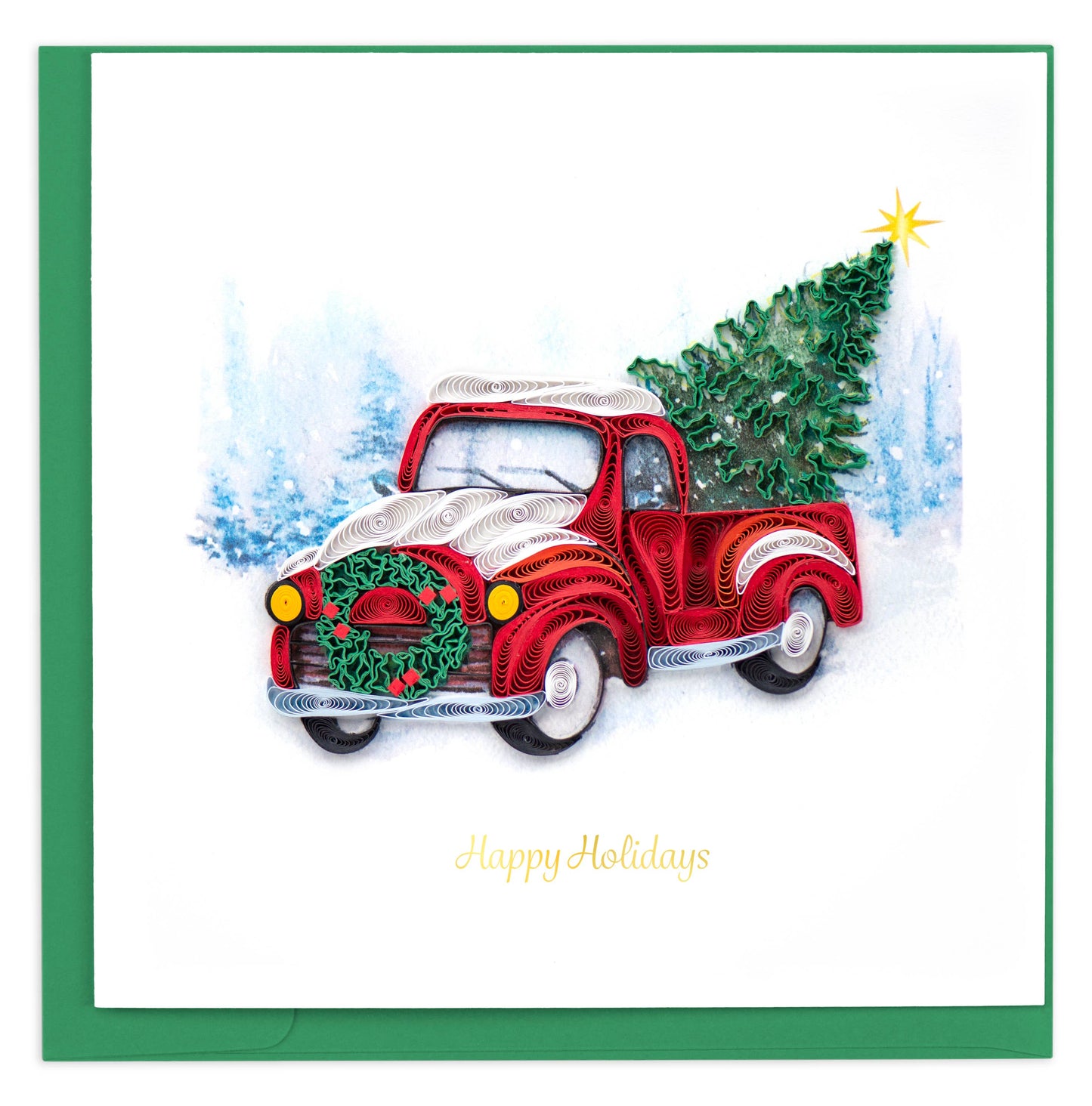 Quilled Greeting Card, "Christmas Truck"
