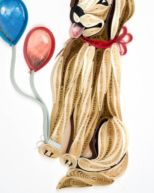 Quilled Greeting Card, "Birthday Dog"